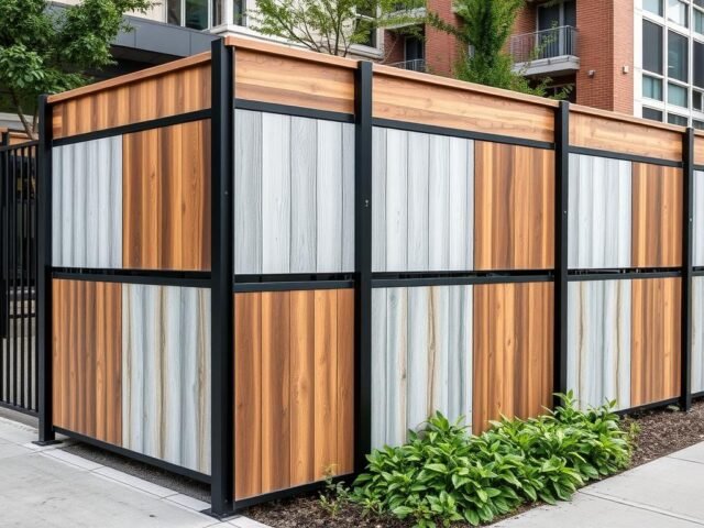 Acoustic barrier fence with modern design elements for urban settings in 2025