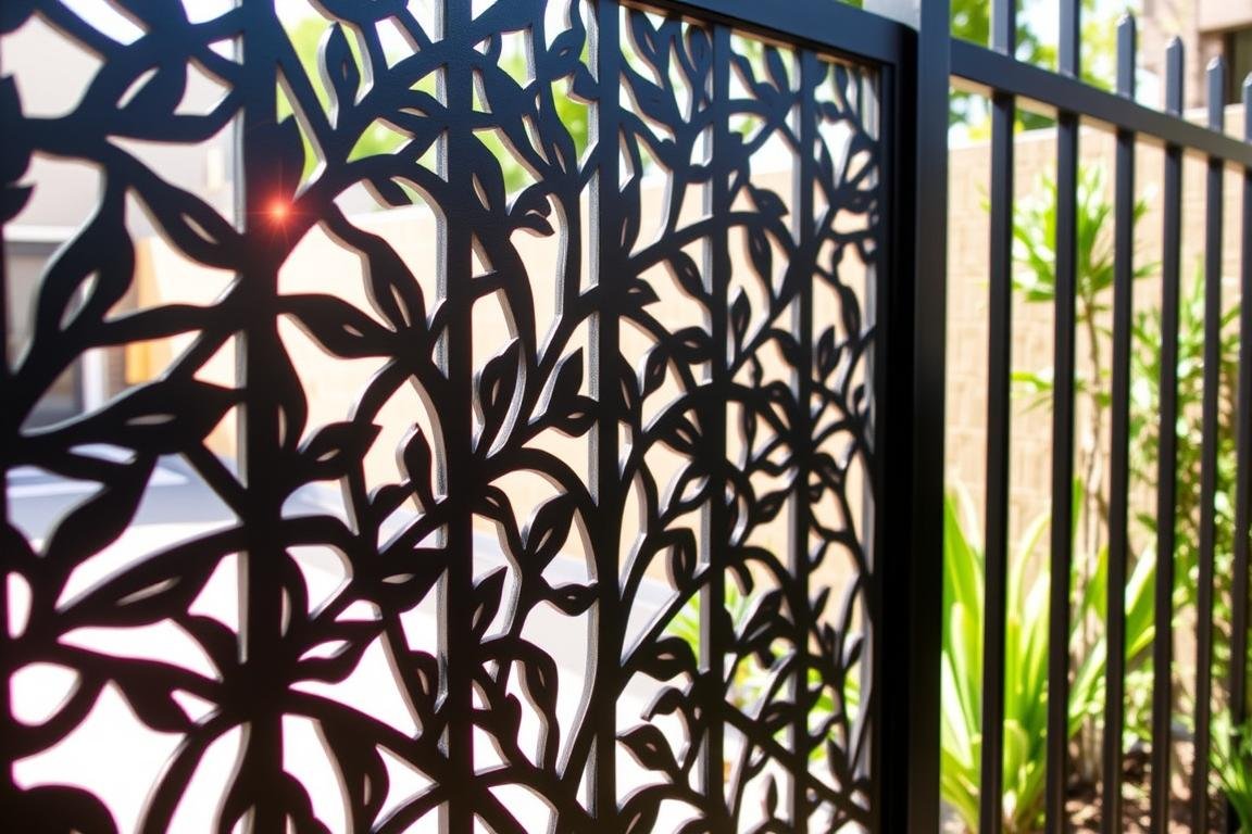 Laser-cut decorative metal fence panel with modern design for 2025