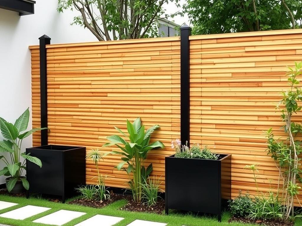 Modern bamboo fence with sleek design elements for 2025 landscape trends